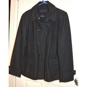 Giacca Double Breasted Button Up Women's Jacket Windbreaker Charcoal Gray Size L